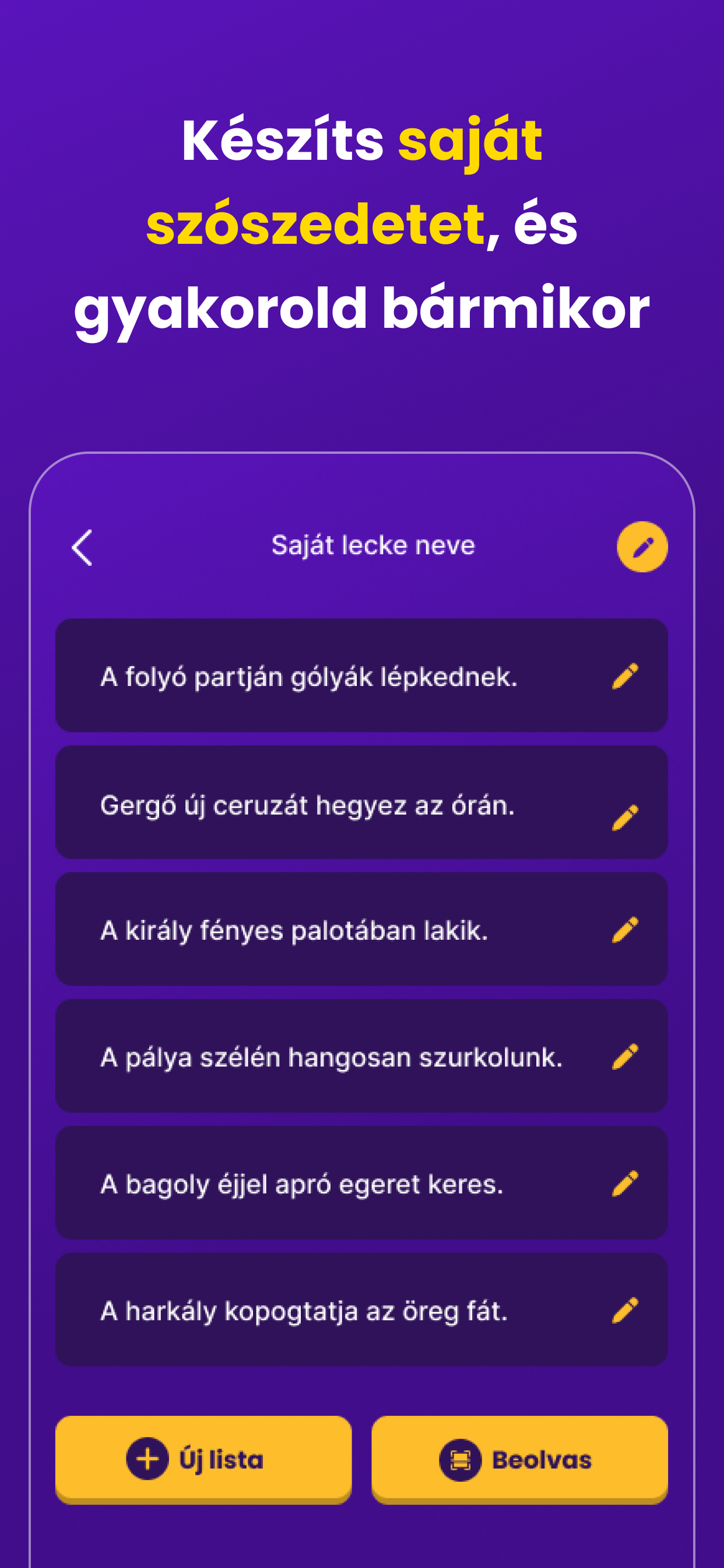 Saját szószedet szerkesztése