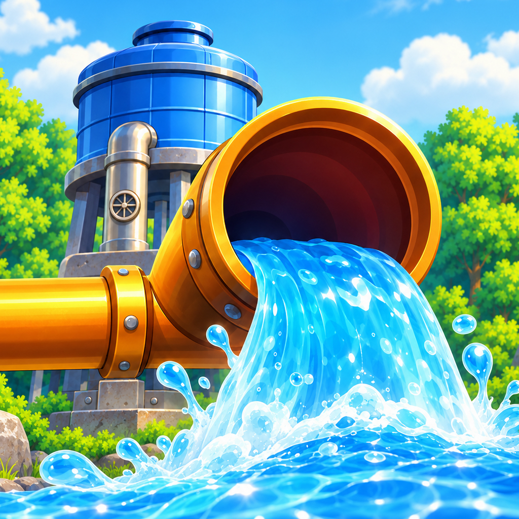 PipeRoll app icon showing water flowing from an orange pipe